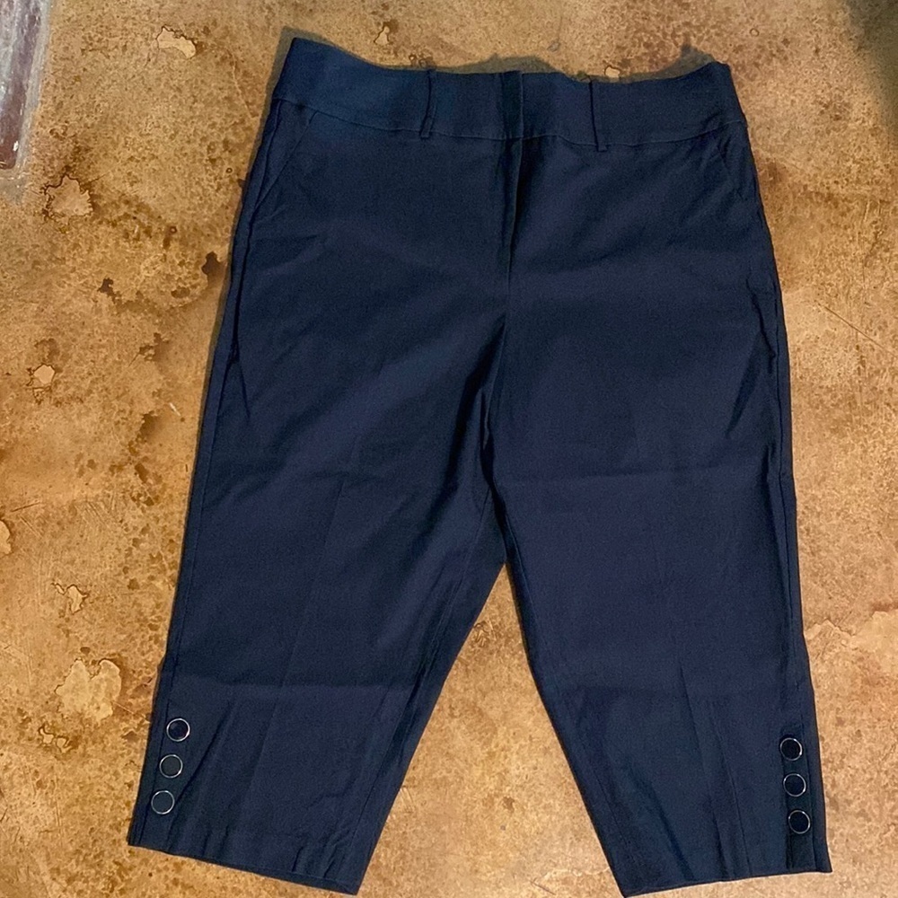 LANE Bryant the Laney navy wide leg tummy control cropped pants